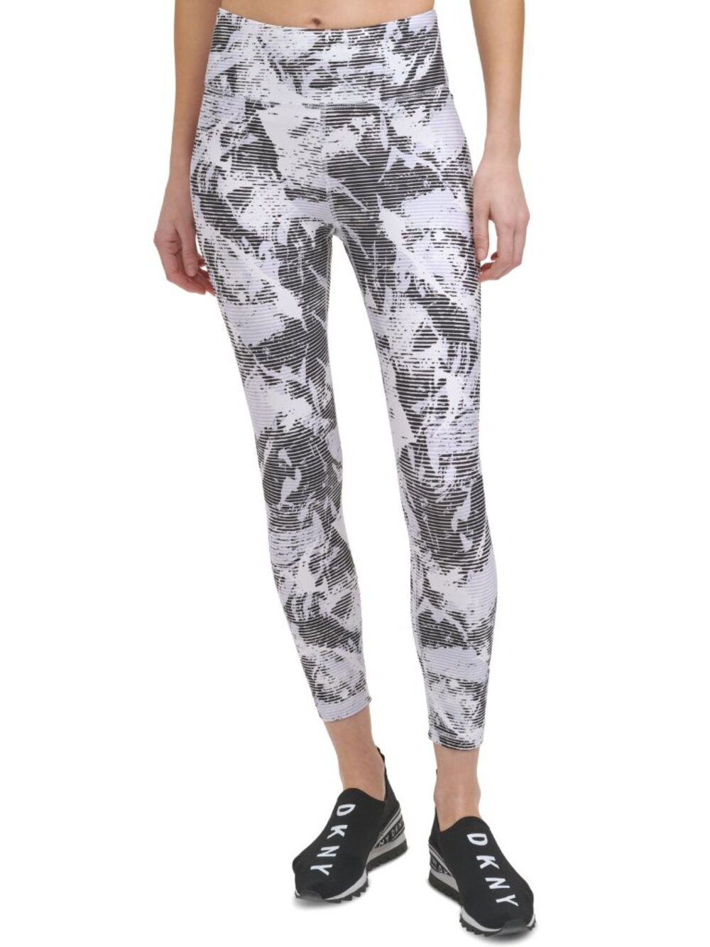 DKNY Womens Activewear Printed High-Waist 7/8 Leggings